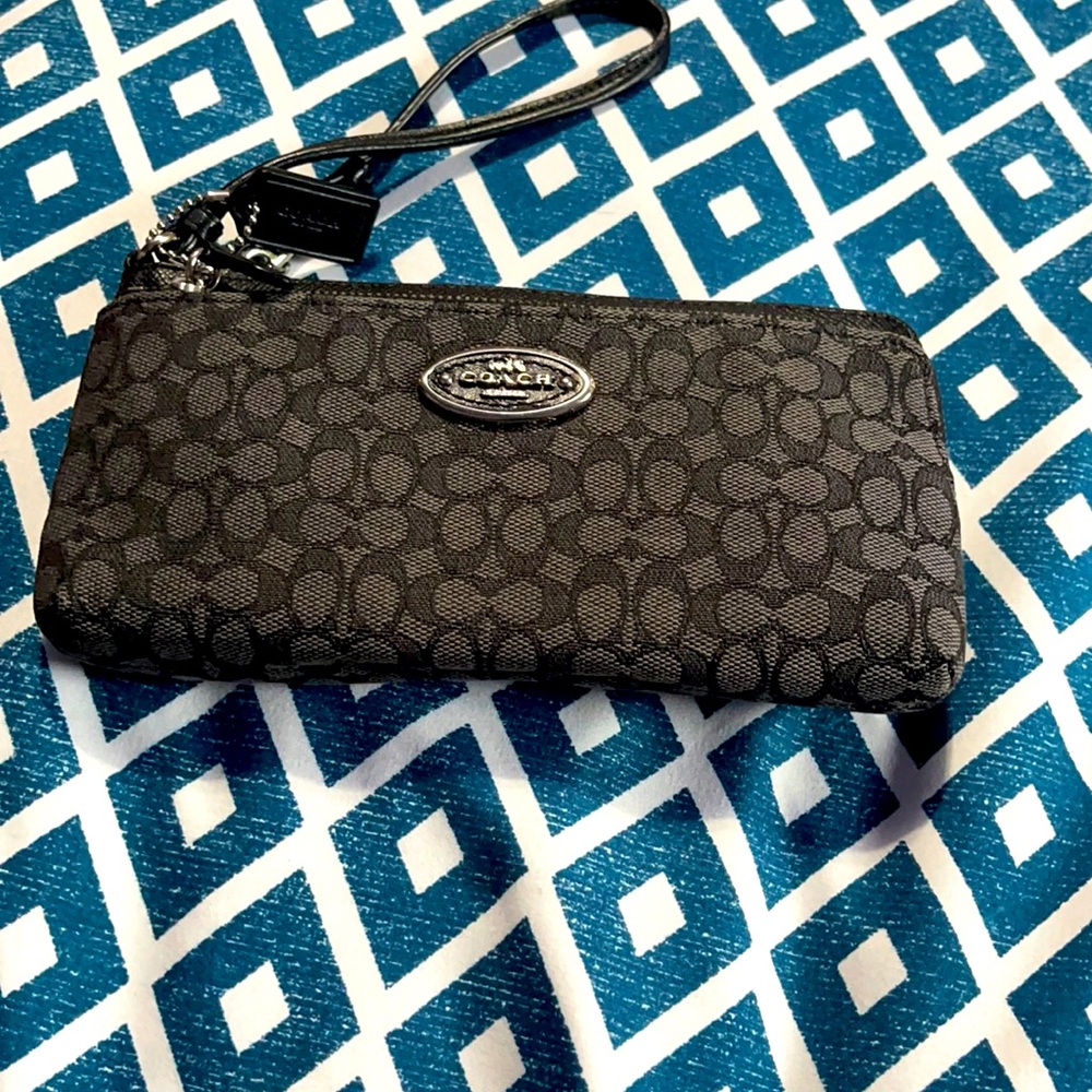 Used once monogram double zip coach wallet wristlet